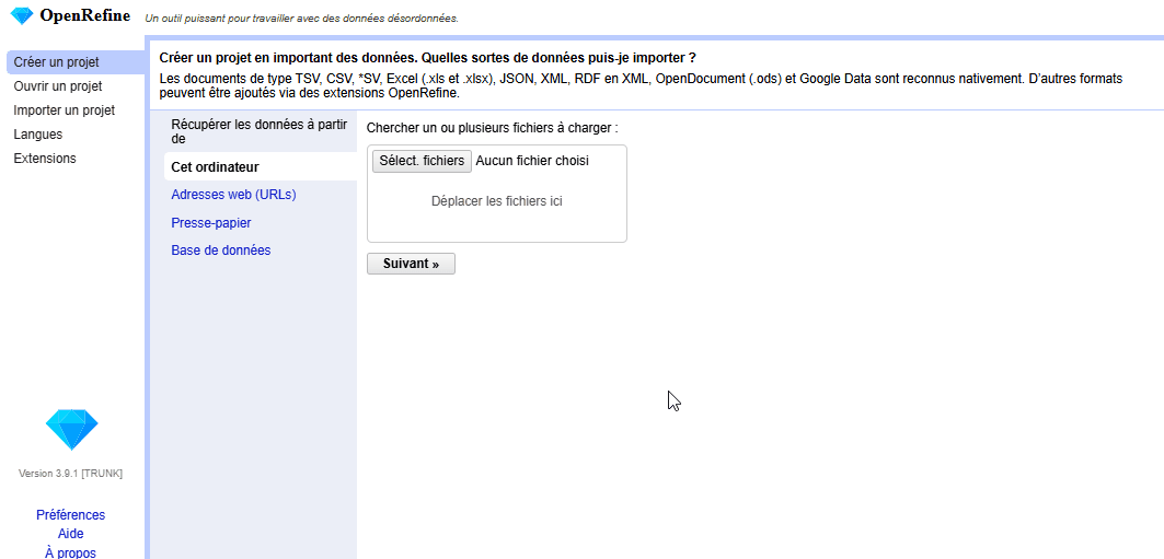 Animation du processus d'importation du fichier CSV.